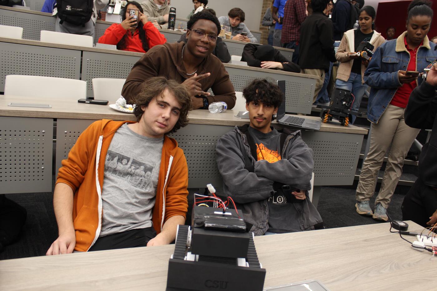 The team with the robot on demonstration day